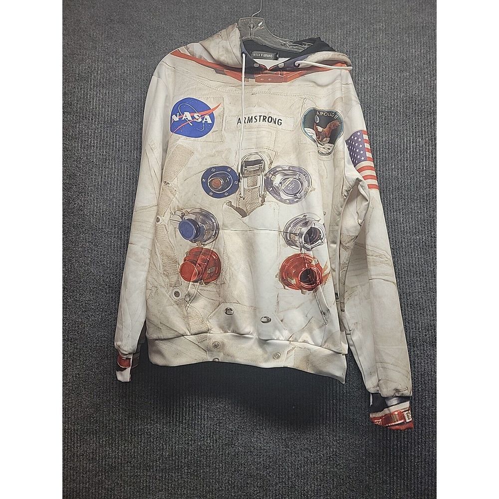Mens Medium Polyester Nasa Hoodie Astronaut Moon Spaceship